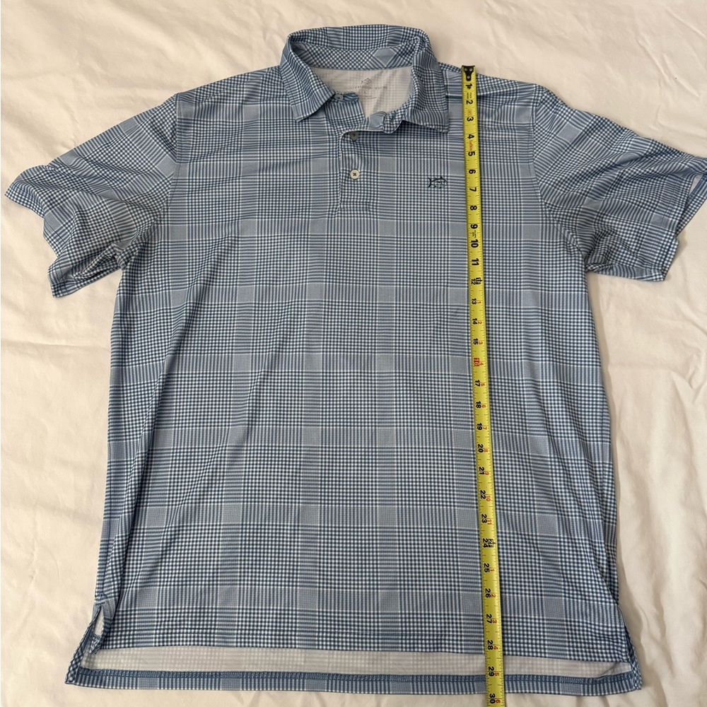 Southern Tide Blue and White Checkered Polo Shirt